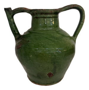Antique Provençal Vase in Emerald Green Glaze, 1890s
