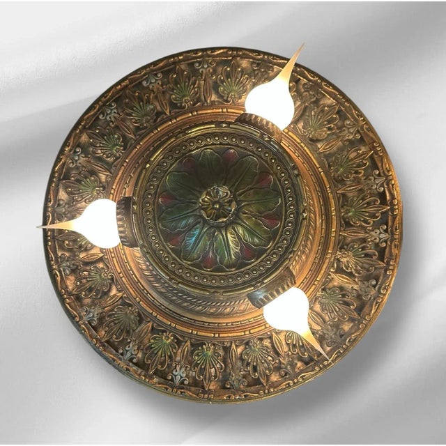 Art Deco Set of Flush Mount Intricate Cieling Fixtures For Sale - Image 3 of 5