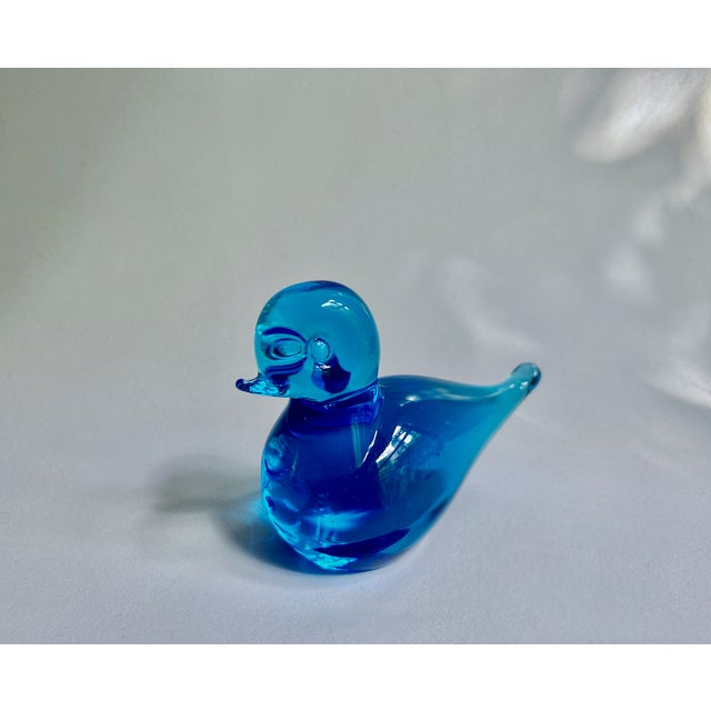 F M Konstglas Solid Blue Art Glass Bird, C. 1970 For Sale - Image 11 of 17
