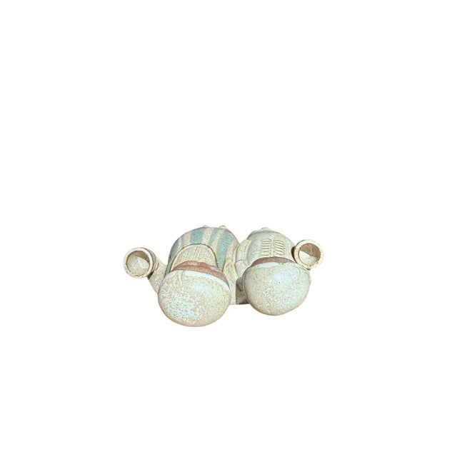 Vintage Japanese Stoneware Figurine Candle Holder For Sale - Image 6 of 11