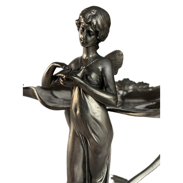 WMF Art Nouveau Pewter Table Centerpiece Per Albert Mayer Circa 1910 Design For Sale - Image 4 of 10