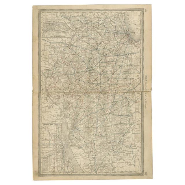 Antique Map of Illinois Railroads and Cities and Counties, 1888 For Sale - Image 10 of 10