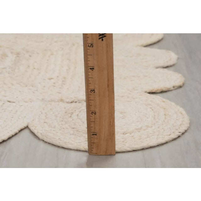 Textile 3'x10' Natural White Jute Scallop Hand Made Runner Rug For Sale - Image 7 of 12