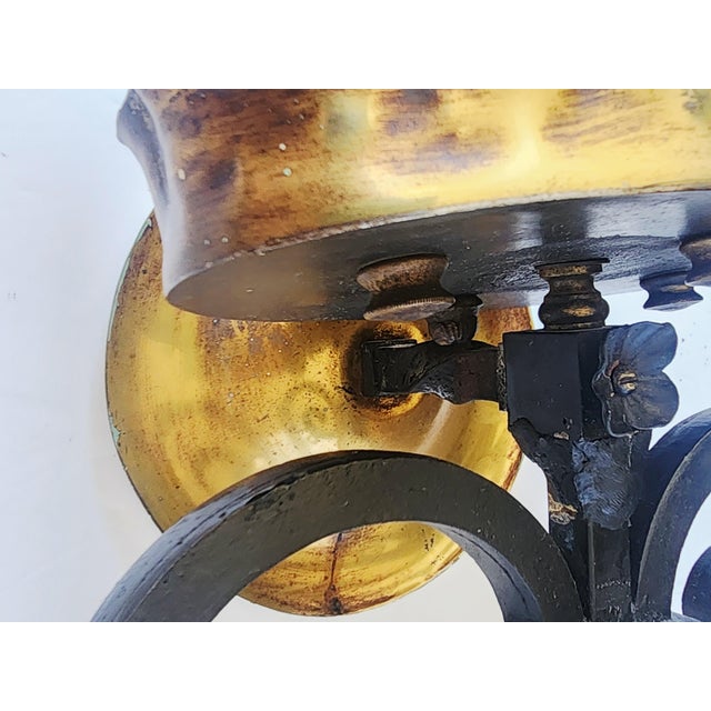 Mid Century Spanish Revival Wrought Iron Wall Sconces-a Pair For Sale - Image 9 of 13