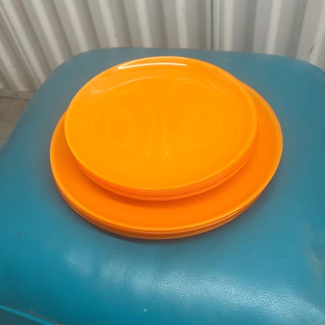 Vintage 1990s Orange Glass Plates Set of 8 Chairish