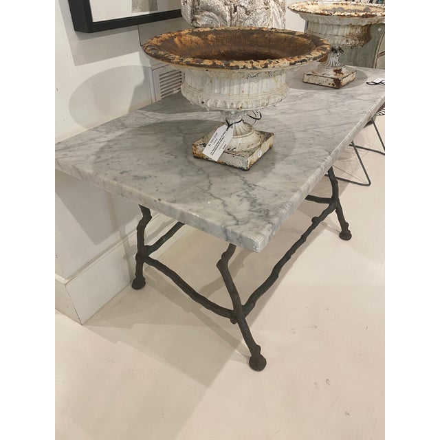 19c French Antique Antique Pastry Table With Faux Bois Iron Base & Marble Top For Sale In New Orleans - Image 6 of 6