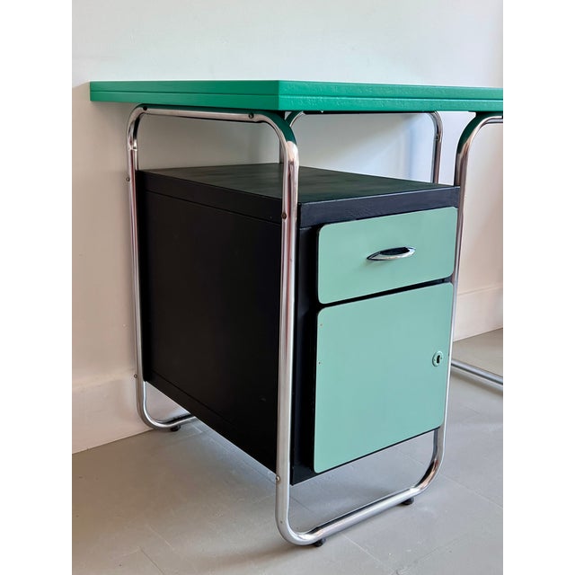 Black Tubular Writing Desk in Chrome with Metal and Wood, 1960s For Sale - Image 8 of 11