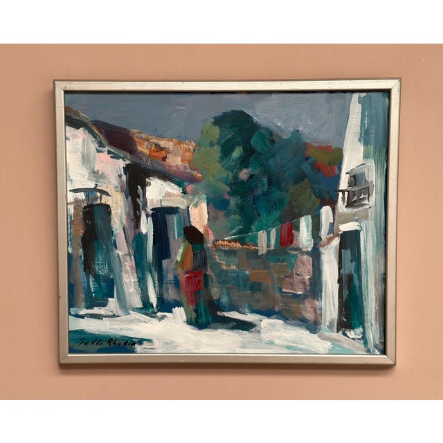 Original Swedish Oil on Panel – “Spanish Houses” by Tedde Rhodin – Signed – Vintage & Framed – 49.5 × 41.5 cm (19.5" ×...