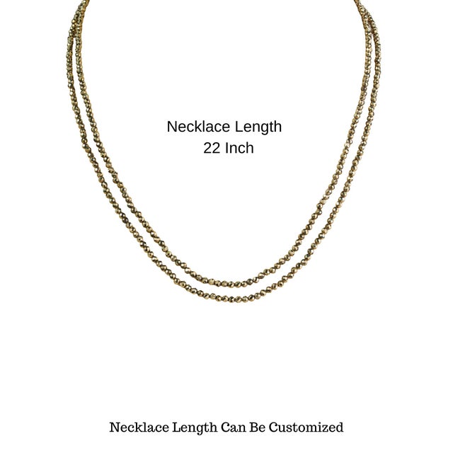 85 Ct Pyrite Beaded Double Strand Necklace With Silver Clasp 2.8mm Beads 22” Long For Sale - Image 12 of 15