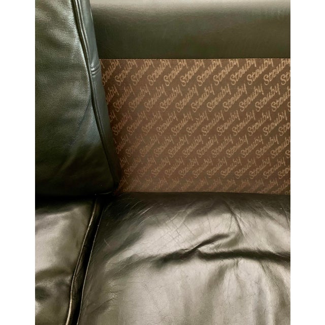 Mid 20th Century Danish Modern Beautiful Black Leather 3 Seat Sofa Wood Legs For Sale - Image 13 of 13