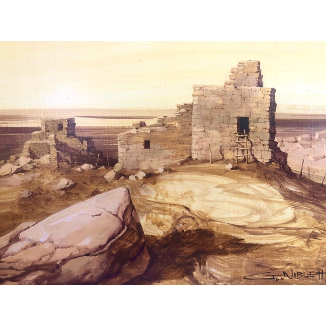 Realism Western Realism Painting of a Southwest Pueblo Stone Ruin, by Gary Niblett For Sale - Image 3 of 10