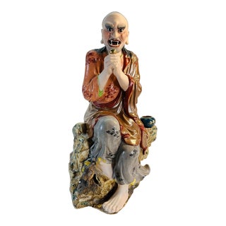 Zeng Longsheng Style Antique Chinese Porcelain Luohan Figure Statue - 16" For Sale