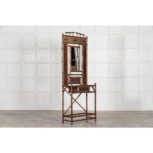 Late 19th Century 19th Century English Bamboo Mirrored Hall Stand, 1870s For Sale - Image 5 of 16