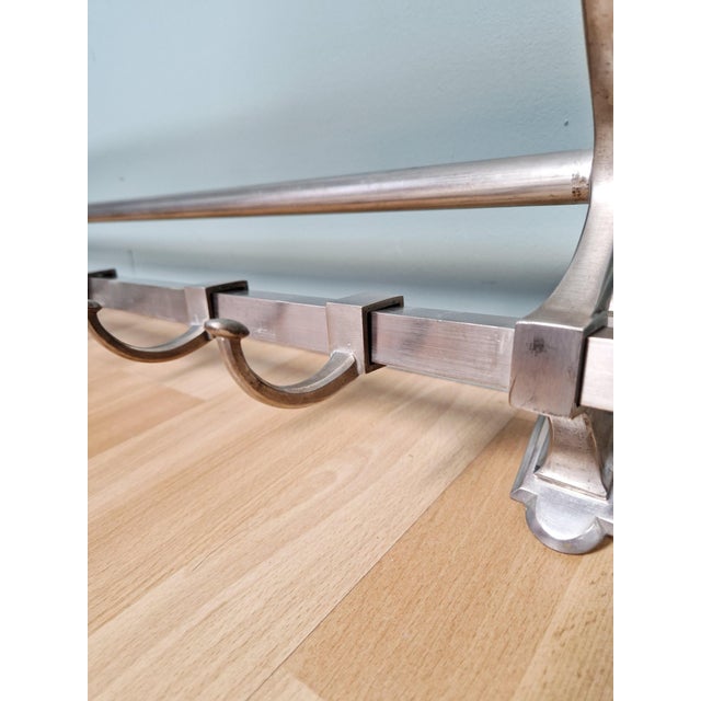 Art Deco Wall-Mounted Coat Rack in Nickel-Plated Brass, 1920s For Sale - Image 9 of 15