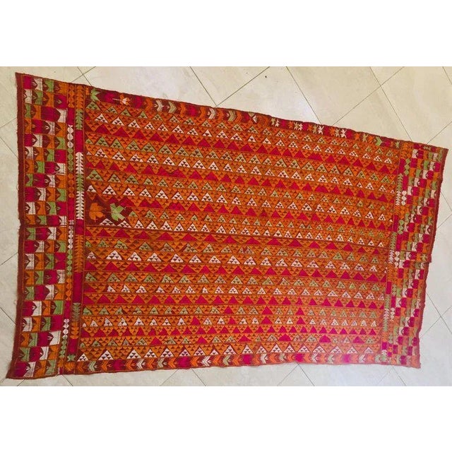 1960s Tribal Phulkari Wedding Shawl For Sale - Image 12 of 13