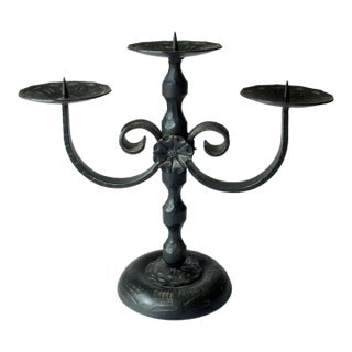 Wrought Iron Candle Holder 3 Arms by Heibi - Vintage For Sale