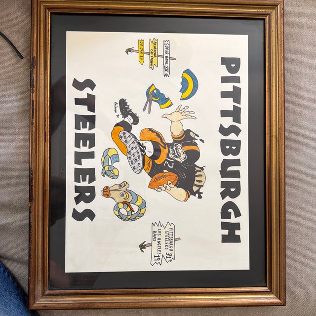 Art Deco Bohanon Hand Drawn Pittsburgh Steelers Art Work For Sale - Image 3 of 8