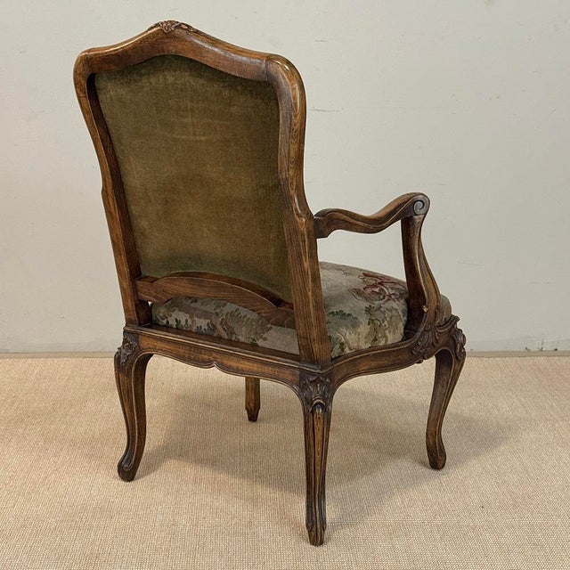 Antique French Louis XV Walnut Needlepoint Armchair ~ Fauteuil For Sale - Image 15 of 18