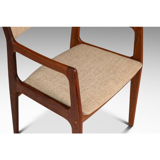 Restored Mid-Century Scandinavian Modern Arm Chair in Solid Teak & New Fabric in the Manner of D-Scan, C. 1970's For Sale - Image 10 of 18
