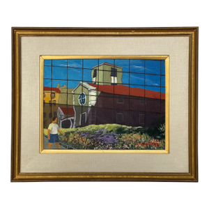 Modern Acrylic on Canvas Painting of an Indoor Garden