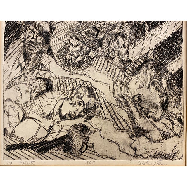 Mid 20th Century Lola Eve Stern Contemporary Black and White Lithograph Titled "Poverty" For Sale - Image 5 of 6