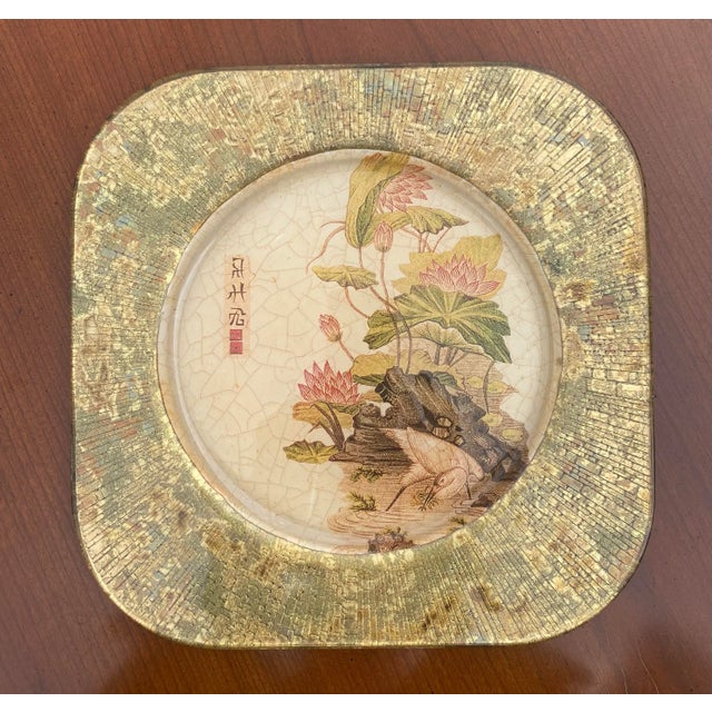 Vintage Lesley Roy Hand Made Decorator Reverse Painted Glass Plate For Sale - Image 10 of 10