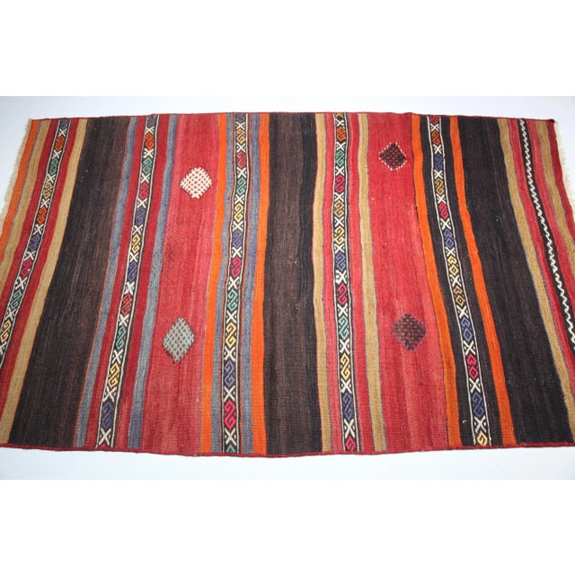 Contemporary Bohemian Home Decor Stripe Design Turkish Kilim -3' 7'' X 6' For Sale - Image 3 of 12