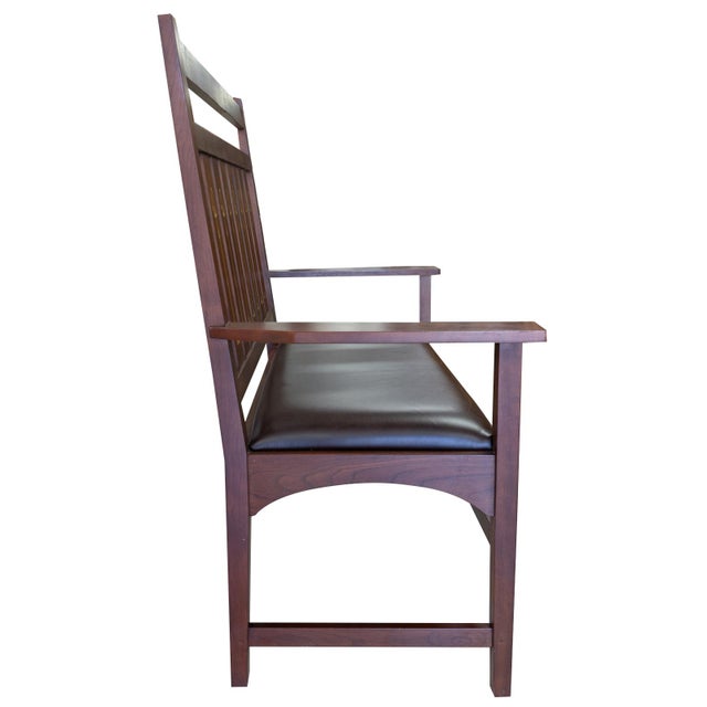 Early 21st Century Stickley Harvey Cherry Wood Ellis Inlaid Settee For Sale - Image 5 of 11