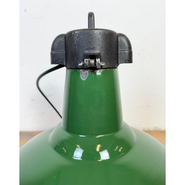 Industrial Green Enamel Factory Pendant Lamp, 1960s For Sale - Image 13 of 18