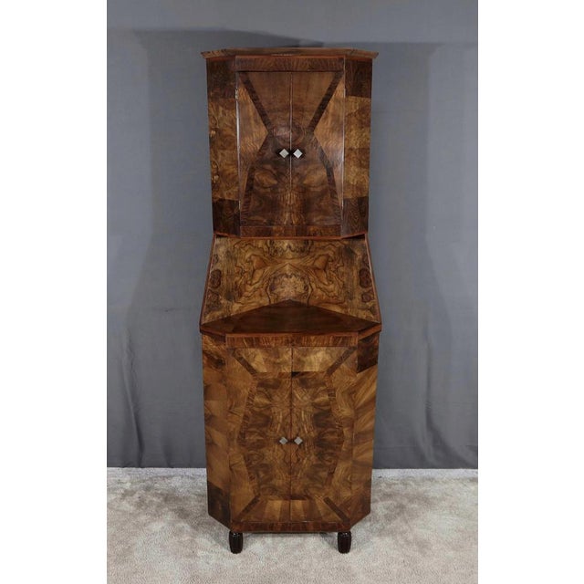 Wood Art Deco Walnut Corner, 1930s For Sale - Image 7 of 18