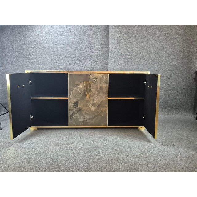 Italian Sideboard with Hand-Painted Marble-Effect Glass from Justfurnituress SRL For Sale - Image 6 of 12
