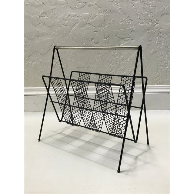 Black Perforated Metal Magazine Holder For Sale - Image 8 of 8