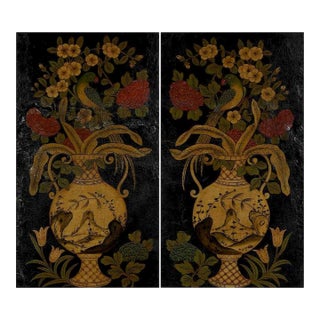 18th Century Flemish Painted Leather Panels - Set of 2 For Sale