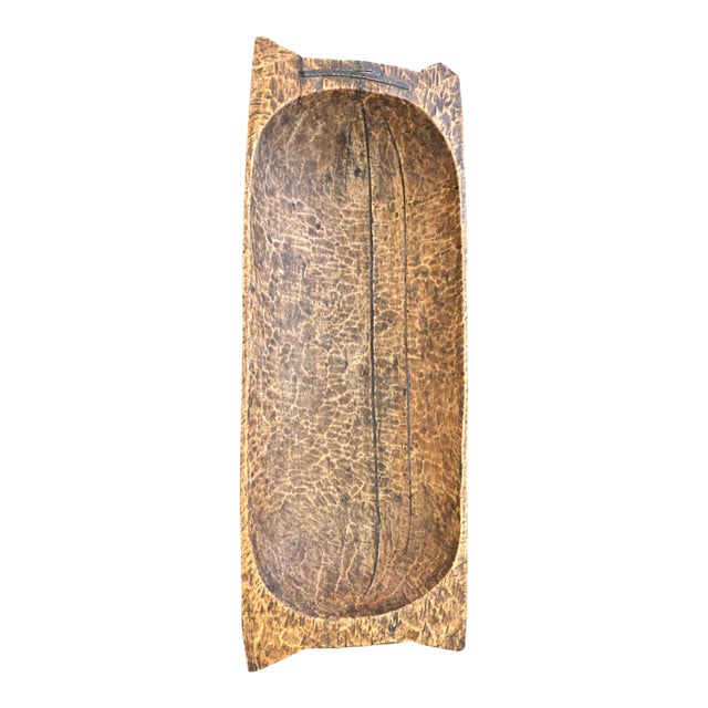40-Inch Antique Mid-19th Century European Primitive Hand-Hewn Beech Wood Dough Bowl For Sale