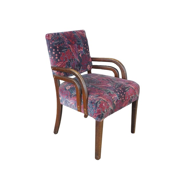 Striking mid-century bentwood bridge or club armchair that beautifully channels the geometric and flowing forms of the Art...