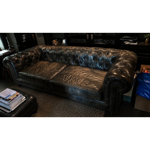 Restoration Hardware Kensington 96" Down-Filled Leather Sofas – Glove Leather (2 Available) For Sale In New York - Image 6 of 6