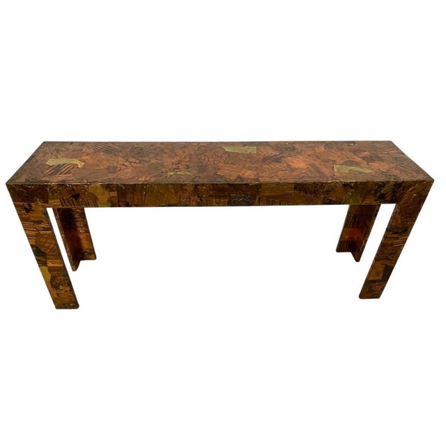 1970s Vintage Patchwork Copper Console Table For Sale - Image 11 of 11