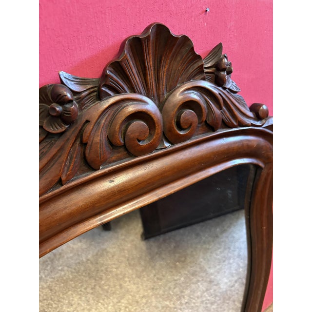 Rococo Antique Mirror in Wooden Frame, 1890s For Sale - Image 3 of 7