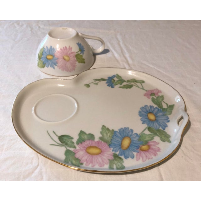 1960s Hand Painted Porcelain Tea/Coffee Dessert Set of 8 - 16 pcs For Sale - Image 4 of 10