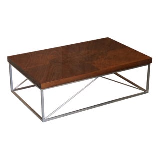 Italian Burr Walnut and Chrome Coffee Table For Sale