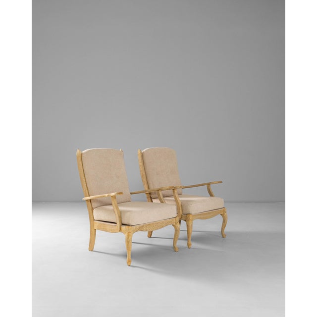 Brown 1960s French Louis XV Style Oak Armchairs With Upholstered Cushions - A Pair For Sale - Image 8 of 18