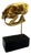 Golden Cat Skull Desk Sculpture on Black Marble Base For Sale