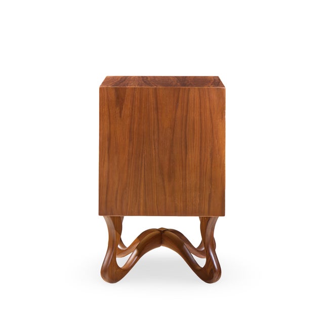 Vladimir Kagan Vladimir Kagan Style Mid Century Sculpted Walnut Nightstands - Pair For Sale - Image 4 of 11