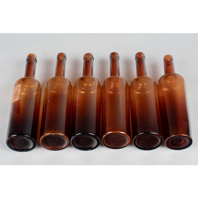 French Amber Glass Medicine Bottles, Set of 6 For Sale In Orlando - Image 6 of 6