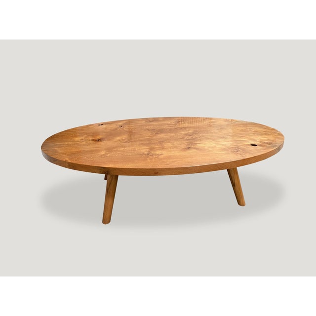 Andrianna Shamaris Mid Century Style Reclaimed Teak Wood Oval Coffee Table For Sale - Image 9 of 18