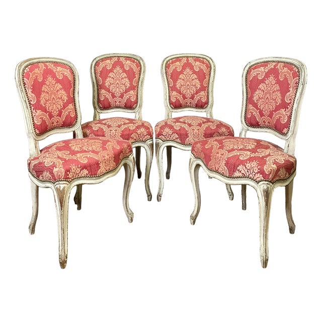 Antique Louis XV Chairs in Polychrome Wood, 1890s, Set of 4 For Sale