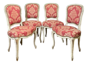 Antique Louis XV Chairs in Polychrome Wood, 1890s, Set of 4