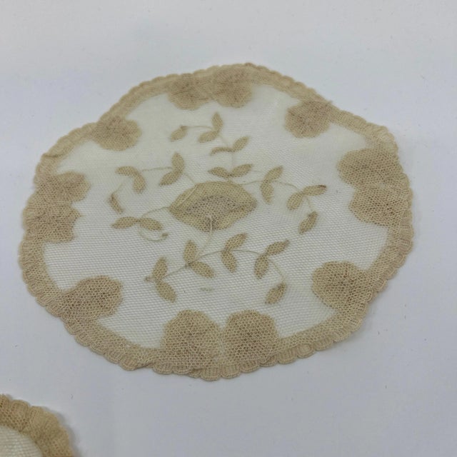 Vintage Ecru Round Belgian Lace Doilies- Set of 3 For Sale - Image 4 of 5