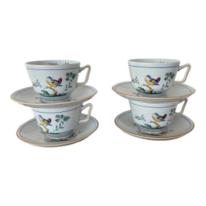 Late 20th Century Four Spode Queen's Bird Cup and Saucer Sets