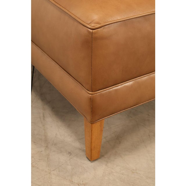 Ethan Allen 'Nassau' Tufted Leather Square Ottoman For Sale - Image 11 of 18